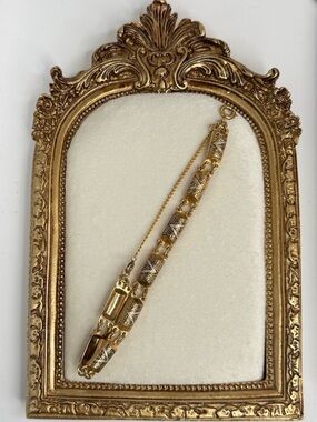 Spanish Damascene barrel link vintage bracelet safety chain